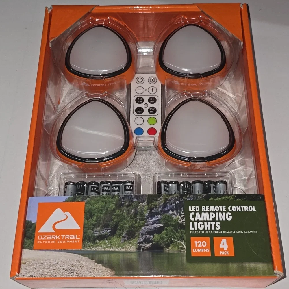 Ozark Trail LED Remote Control Camping Lights 4 Pack Lights NWT